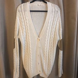 Urban Outfitters cream cardigan with elbow patches